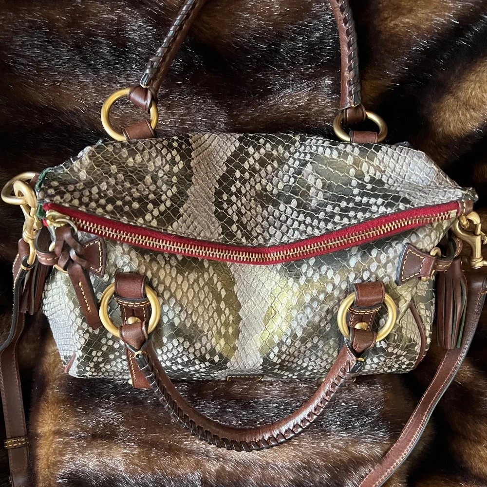 Dooney & Bourke Python Embossed Florentine Satchel - Picture 6 of 10